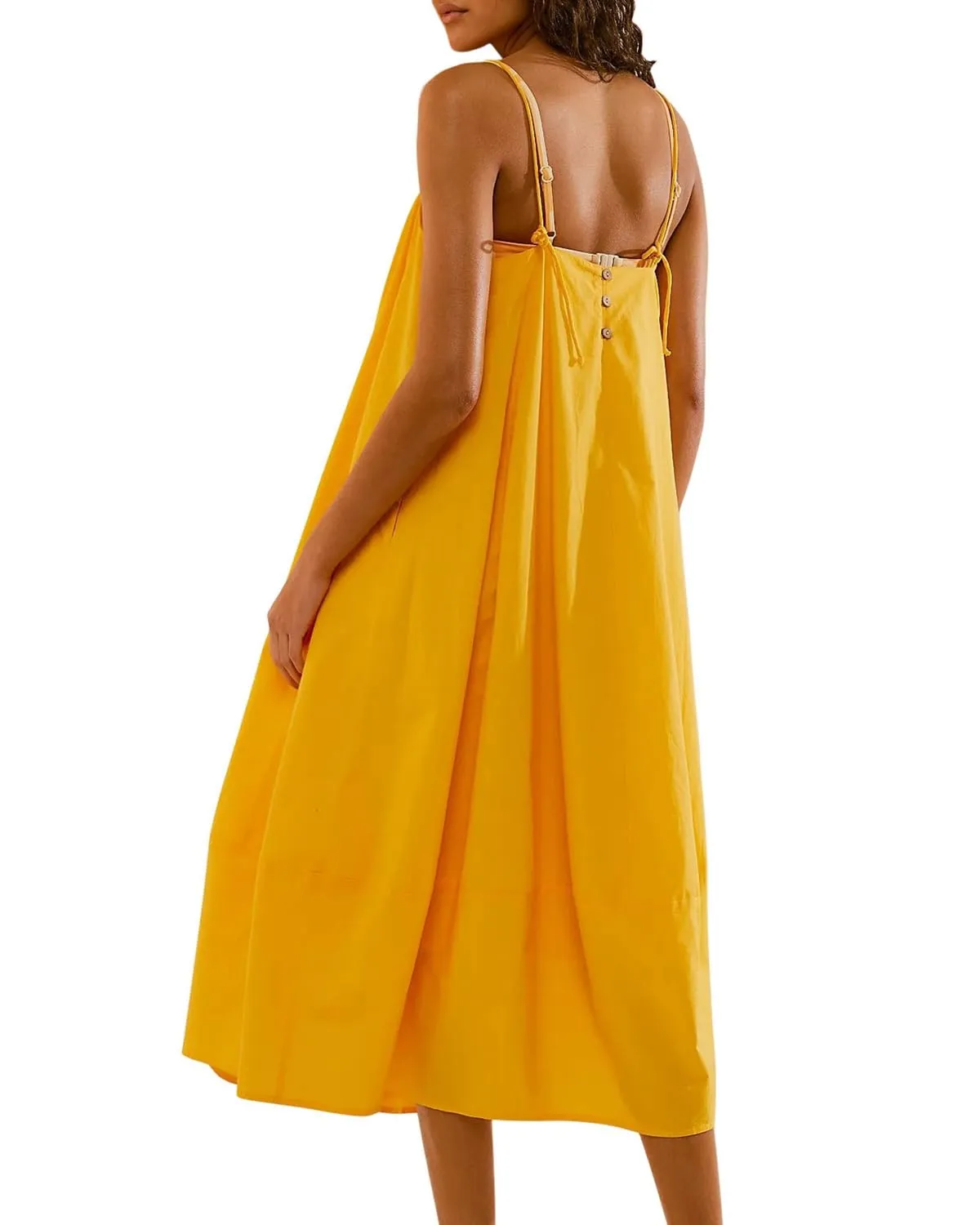 Chouyatou Womens Summer Dresses Sleeveless Spaghetti Strap Lounge Dress Flowy A-Line Midi Dress