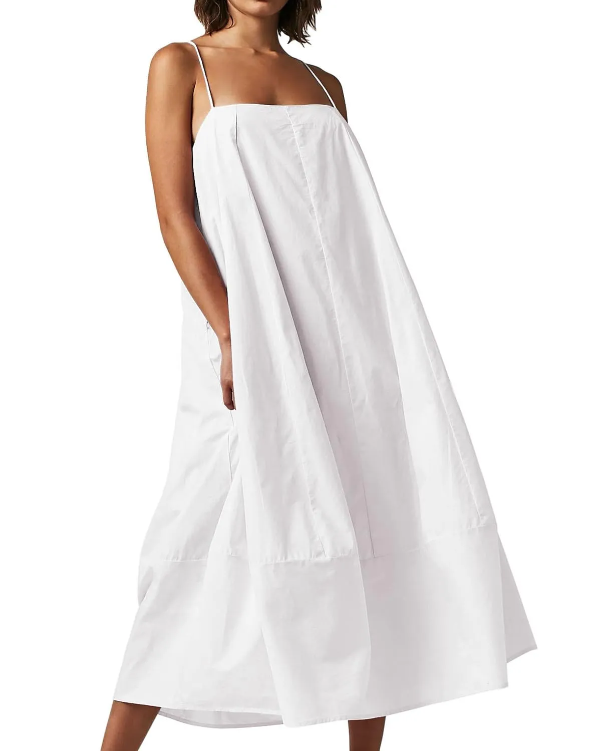 Chouyatou Womens Summer Dresses Sleeveless Spaghetti Strap Lounge Dress Flowy A-Line Midi Dress
