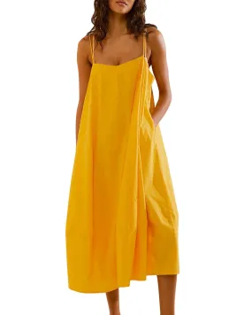 Chouyatou Womens Summer Dresses Sleeveless Spaghetti Strap Lounge Dress Flowy A-Line Midi Dress
