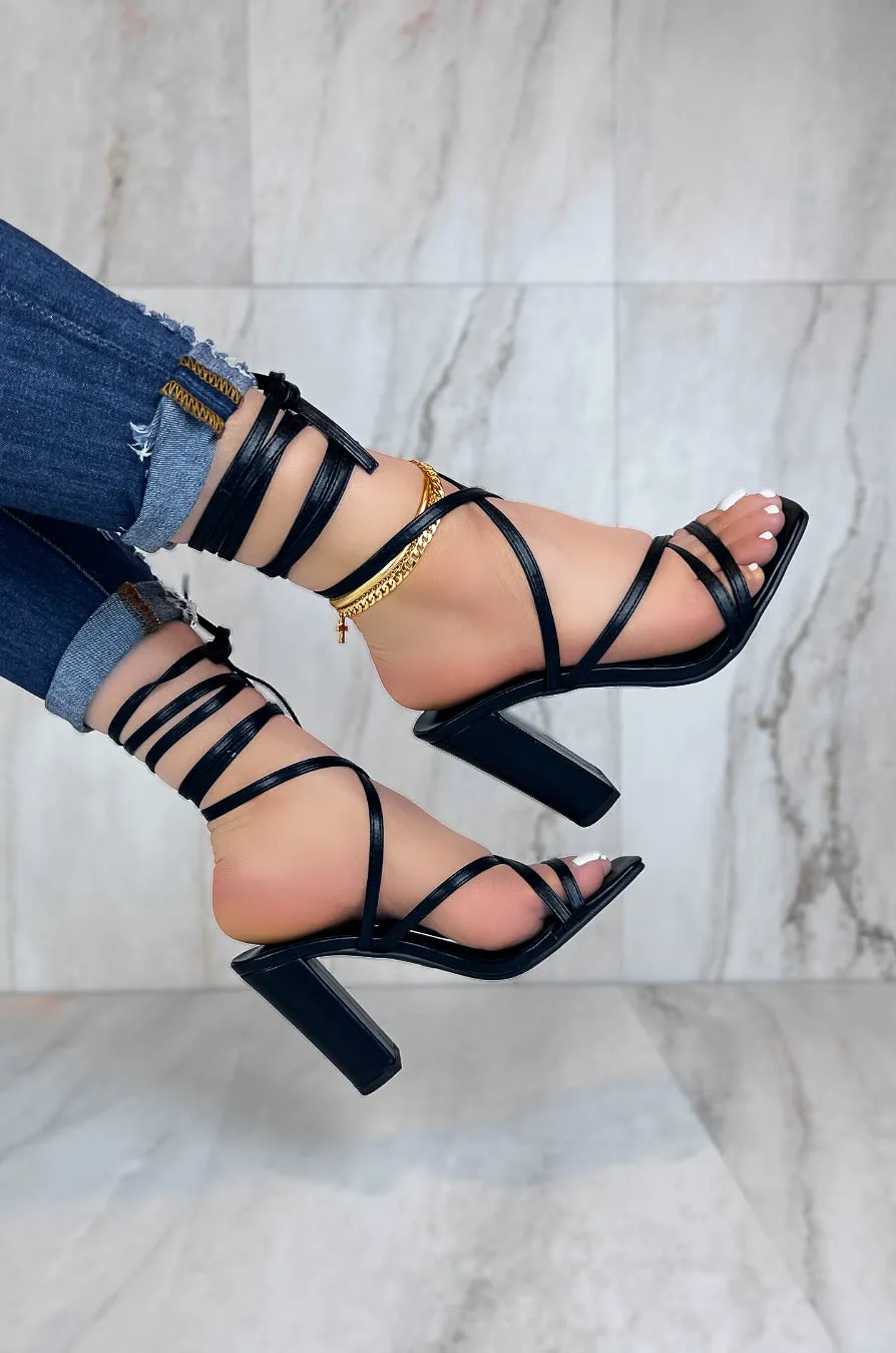 Dakota - Square Toe Lace Up High Heels