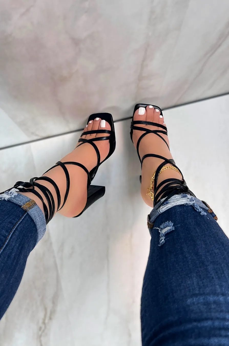 Dakota - Square Toe Lace Up High Heels