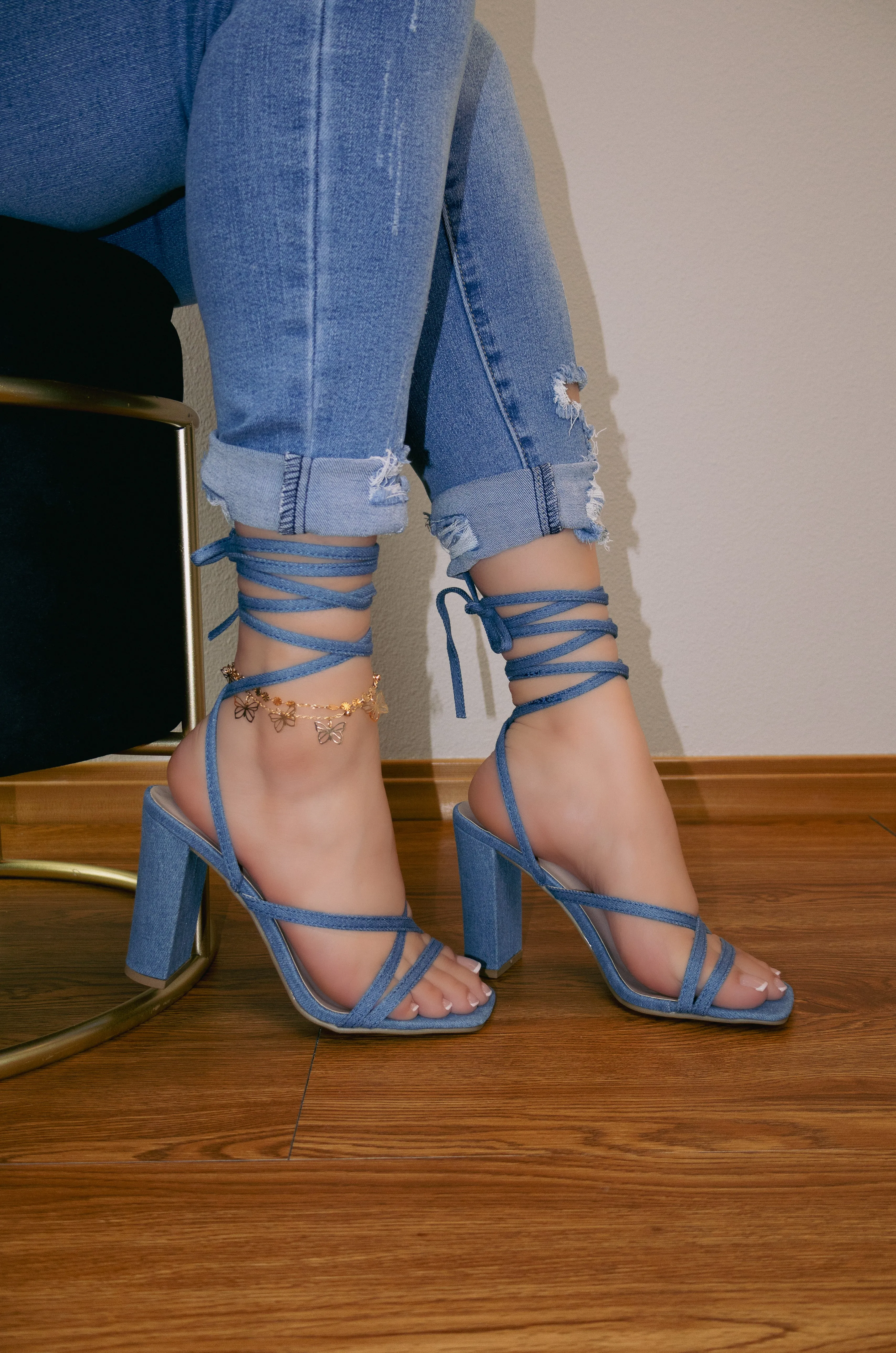 Dakota - Square Toe Lace Up High Heels