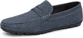 Driving Moccasins Loafer Shoes for Men Penny Loafer Genuine Leather Stitching Details Round Toe Flat Heel Lightweight Flexible Resistant Anti-Slip for Any Attire
