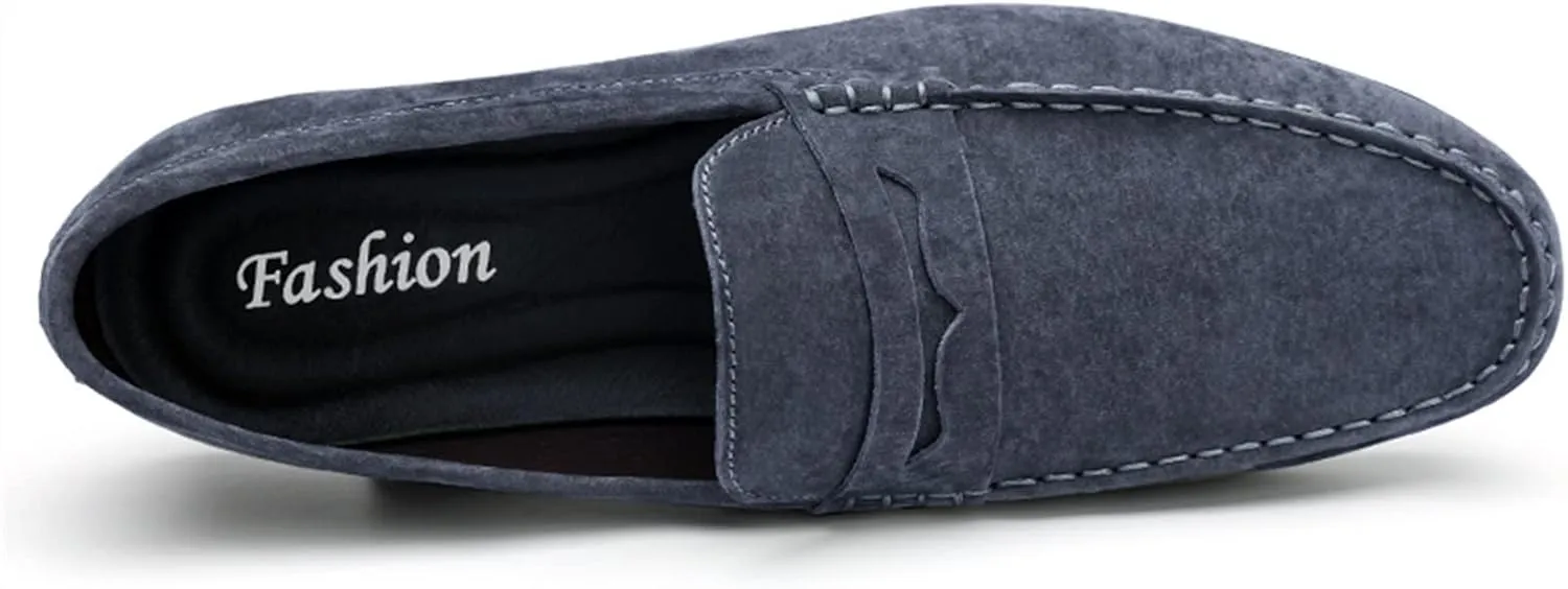 Driving Moccasins Loafer Shoes for Men Penny Loafer Genuine Leather Stitching Details Round Toe Flat Heel Lightweight Flexible Resistant Anti-Slip for Any Attire