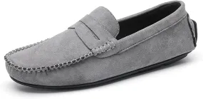 Easy to Put and Remove Driving Moccasins for Men Suede Vamp Penny Loafer Stitching Details Round Toe Comfortable Flexible Resistant Casual Slip On for All Occasions