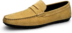 Easy to Put and Remove. Driving Moccasins Loafer Shoes for Men Penny Loafer Genuine Leather Stitching Details Round Toe Flat Heel Lightweight Flexible Resistant Anti-Slip for All Occasions