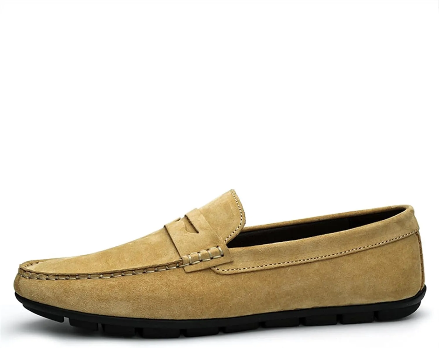 Easy to Put and Remove. Driving Moccasins Loafer Shoes for Men Penny Loafer Genuine Leather Stitching Details Round Toe Flat Heel Lightweight Flexible Resistant Anti-Slip for All Occasions