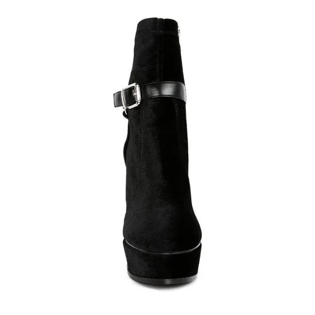 High Platform Velvet Ankle Boots