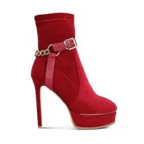 High Platform Velvet Ankle Boots