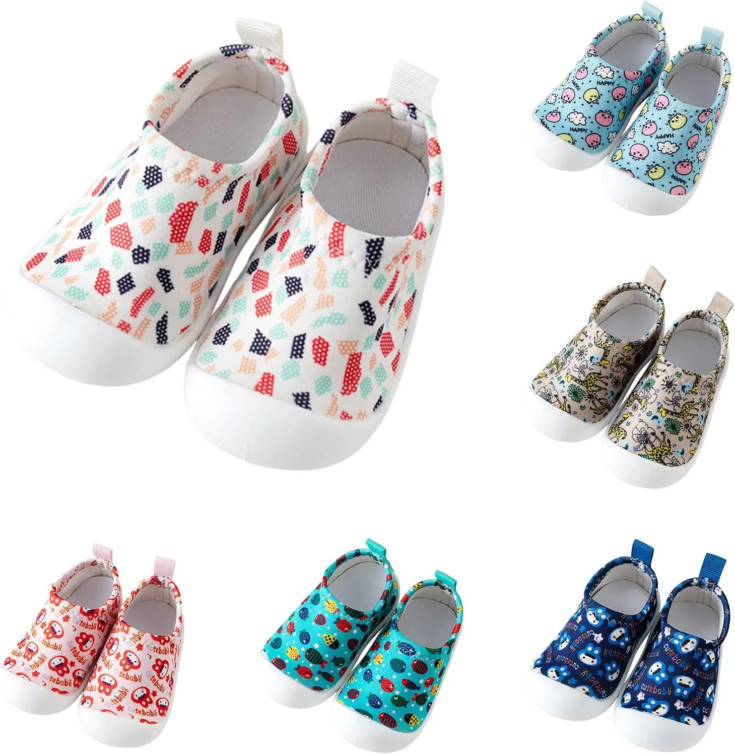 Infant Girls Boys Kids Leisure Shoes Canvas Soft Bottom Breathable Slip On Sport Shoes Socks Toddler