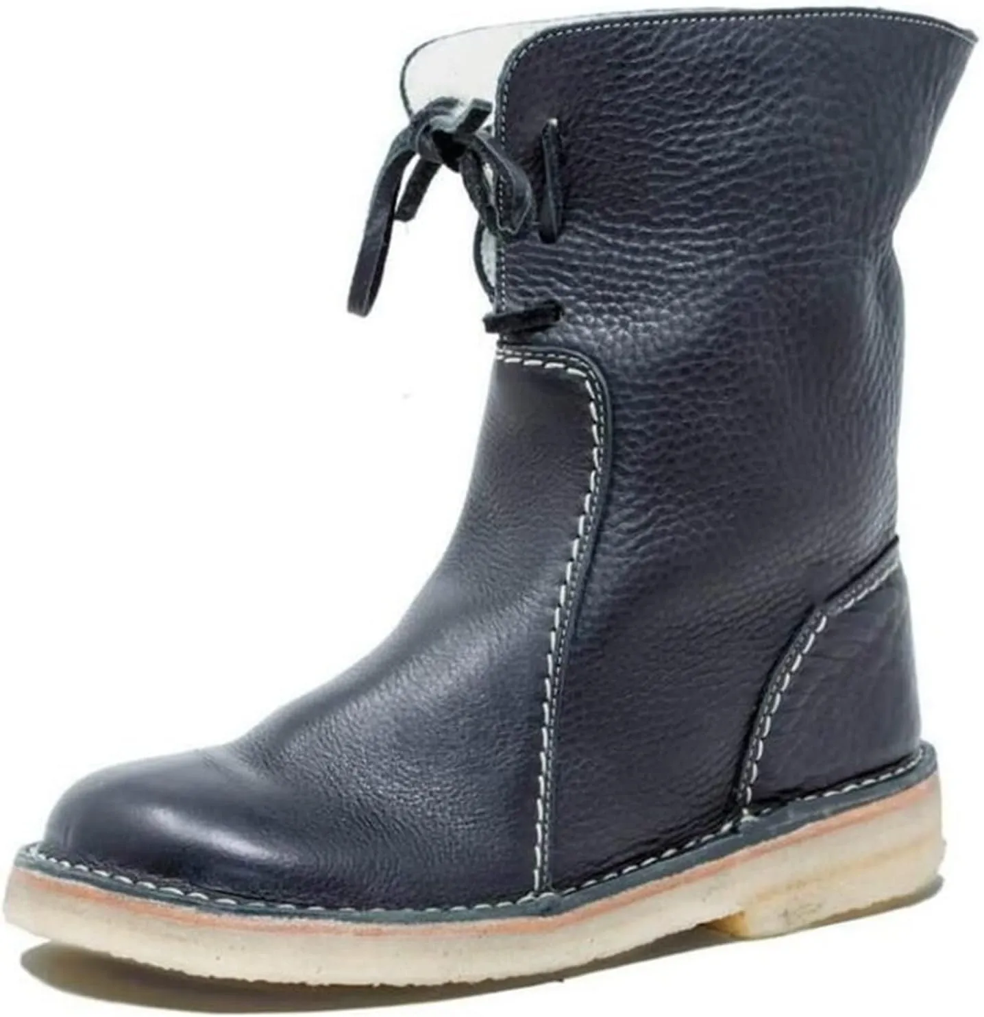Ladmiple Snow Boots For Women Wide Width Warm Ankle Booties Comfortable Lace Up Outdoor Fur Lined Combat Winter Shoes