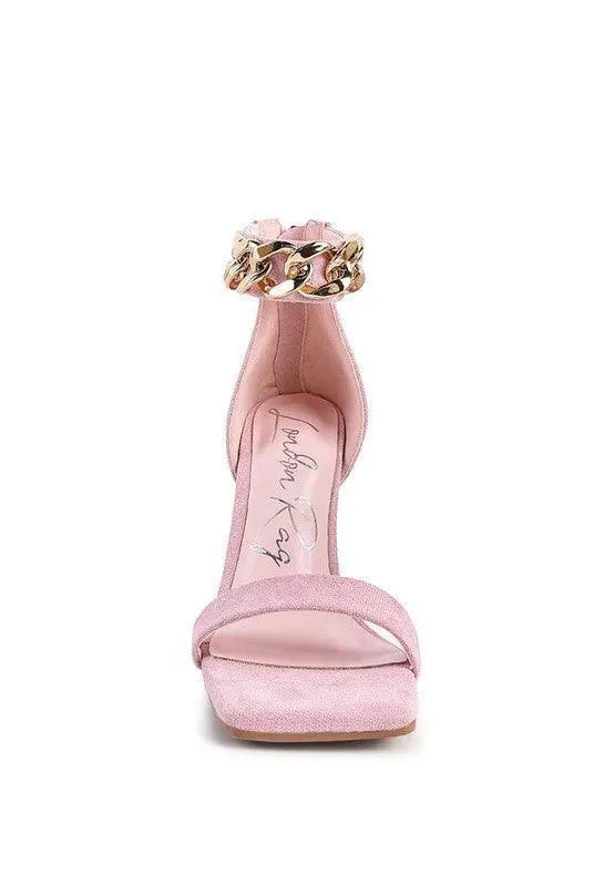 Last Sip Heeled Faux Suede Chain Strap Sandal