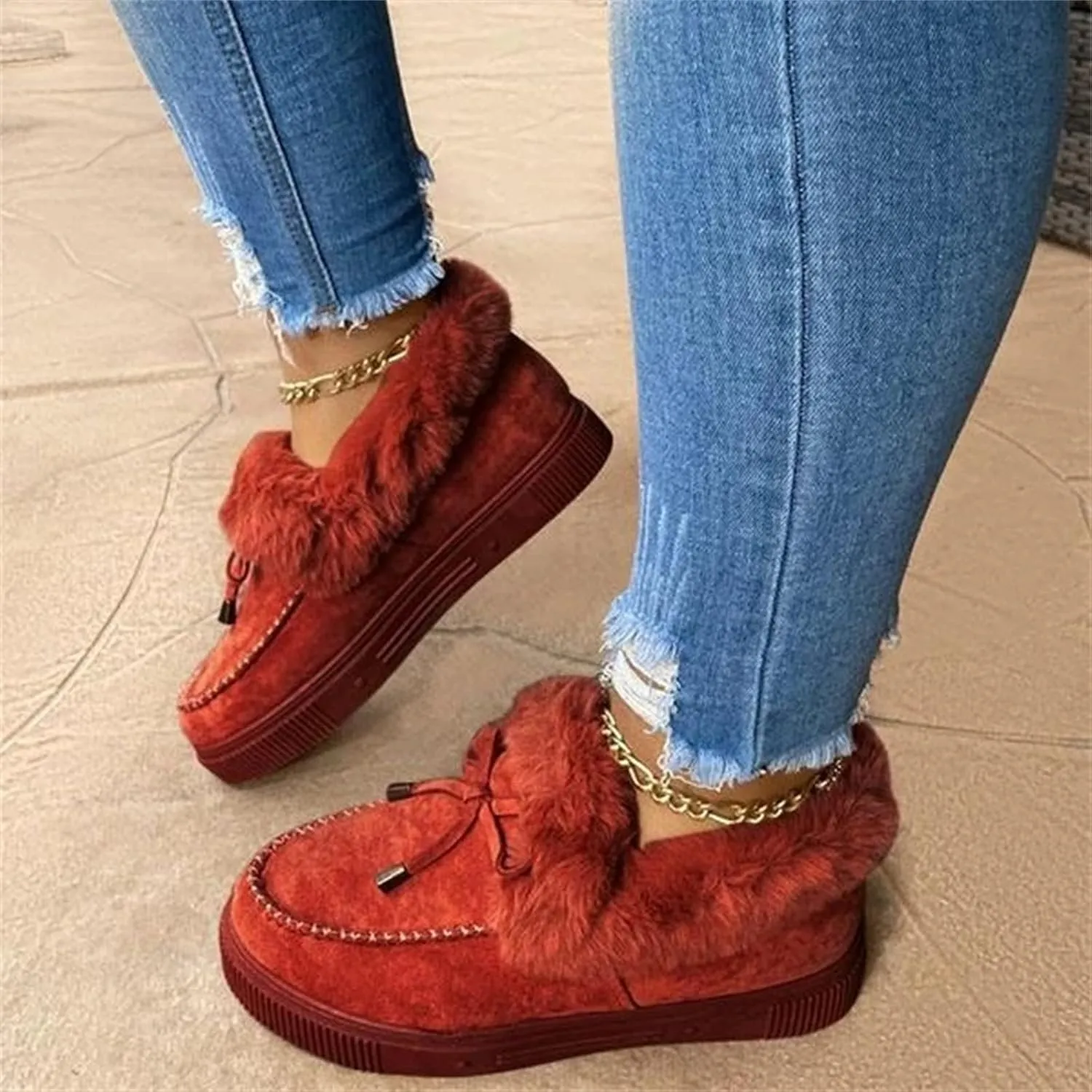Lausiuoe Snow Boots For Women Cute Wide Calf Winter Fur Lining Warm Ankle Booties Fashion Trendy Outdoor Fuzzy Shoes 2022