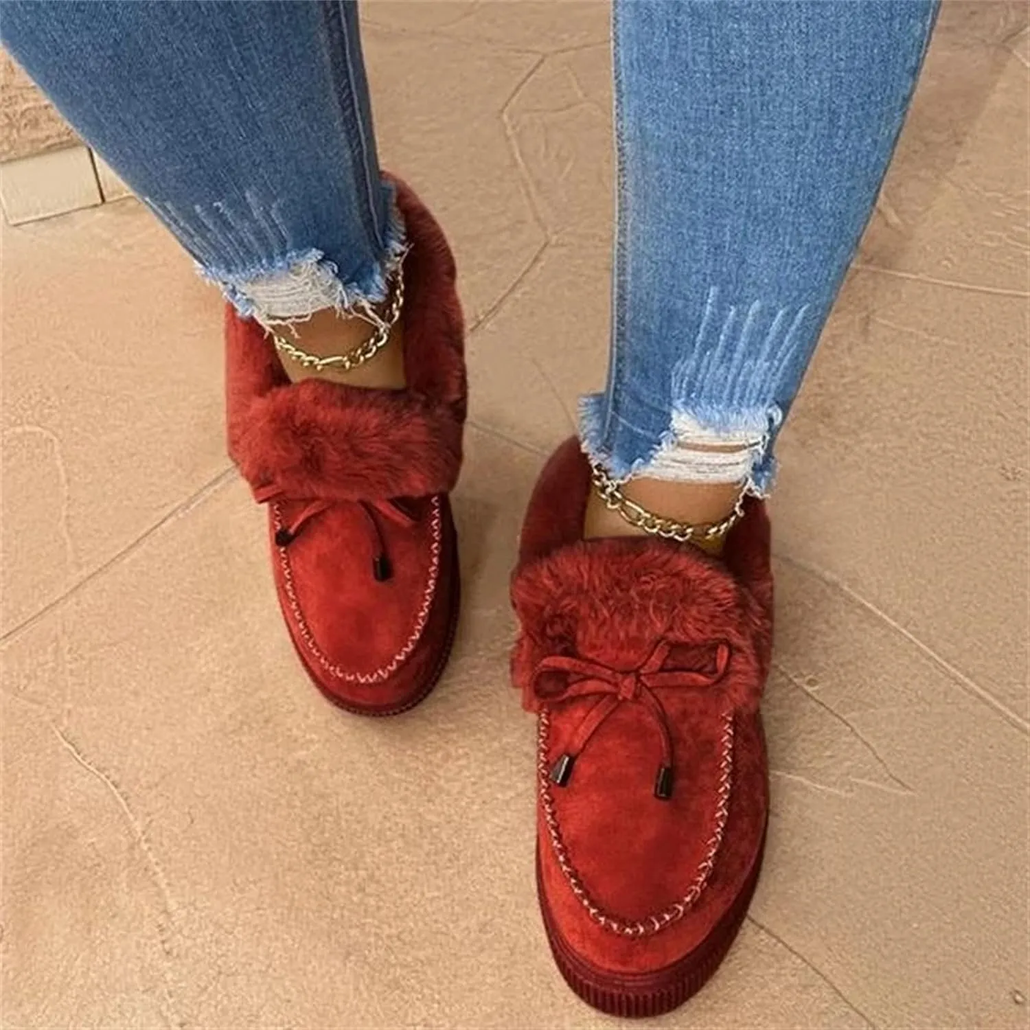 Lausiuoe Snow Boots For Women Cute Wide Calf Winter Fur Lining Warm Ankle Booties Fashion Trendy Outdoor Fuzzy Shoes 2022