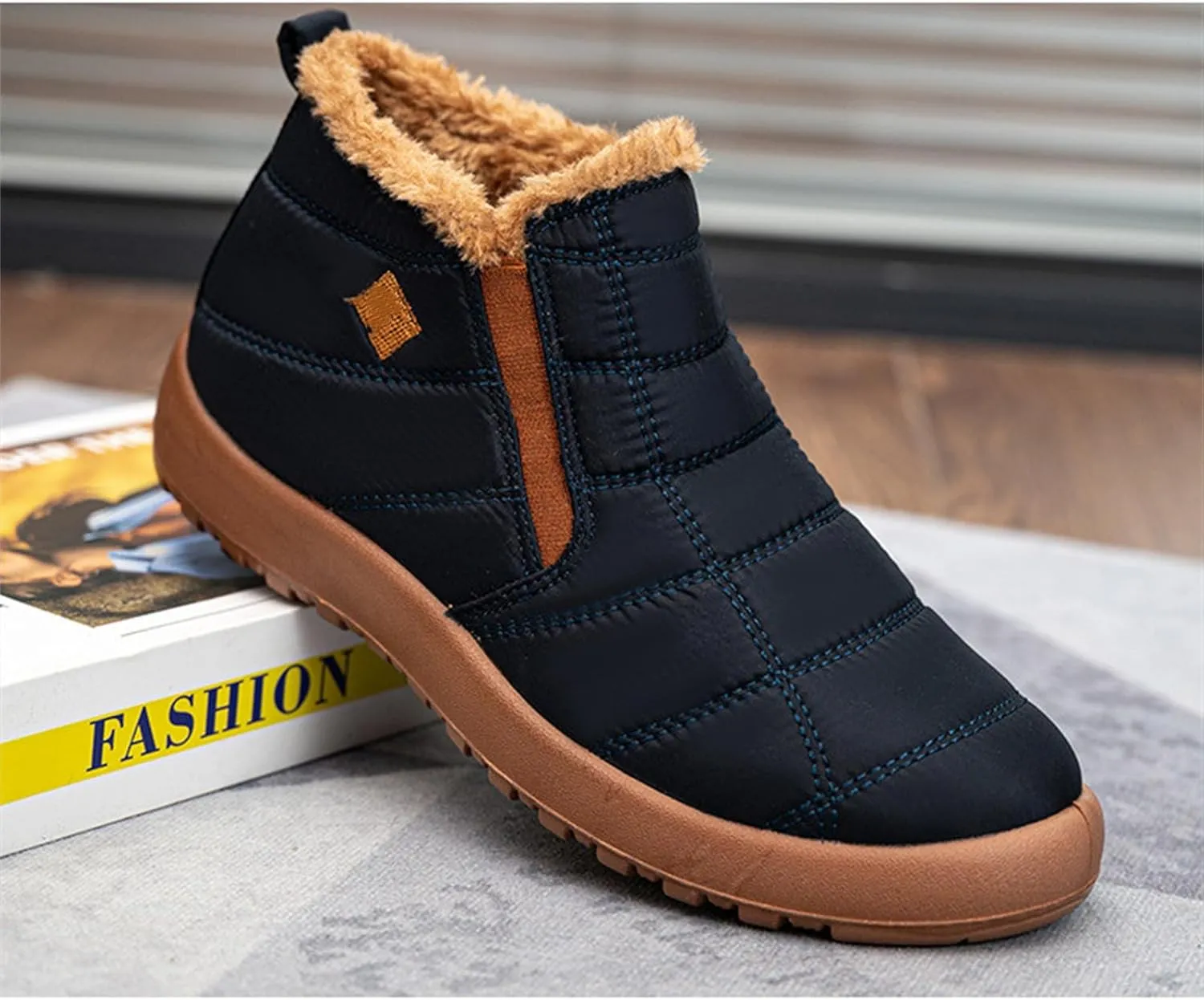 Lausiuoe Snow Boots For Women Waterproof Insulated Wide Width Winter Fur Lined Warm Ankle Booties Slip On Outdoor Shoes