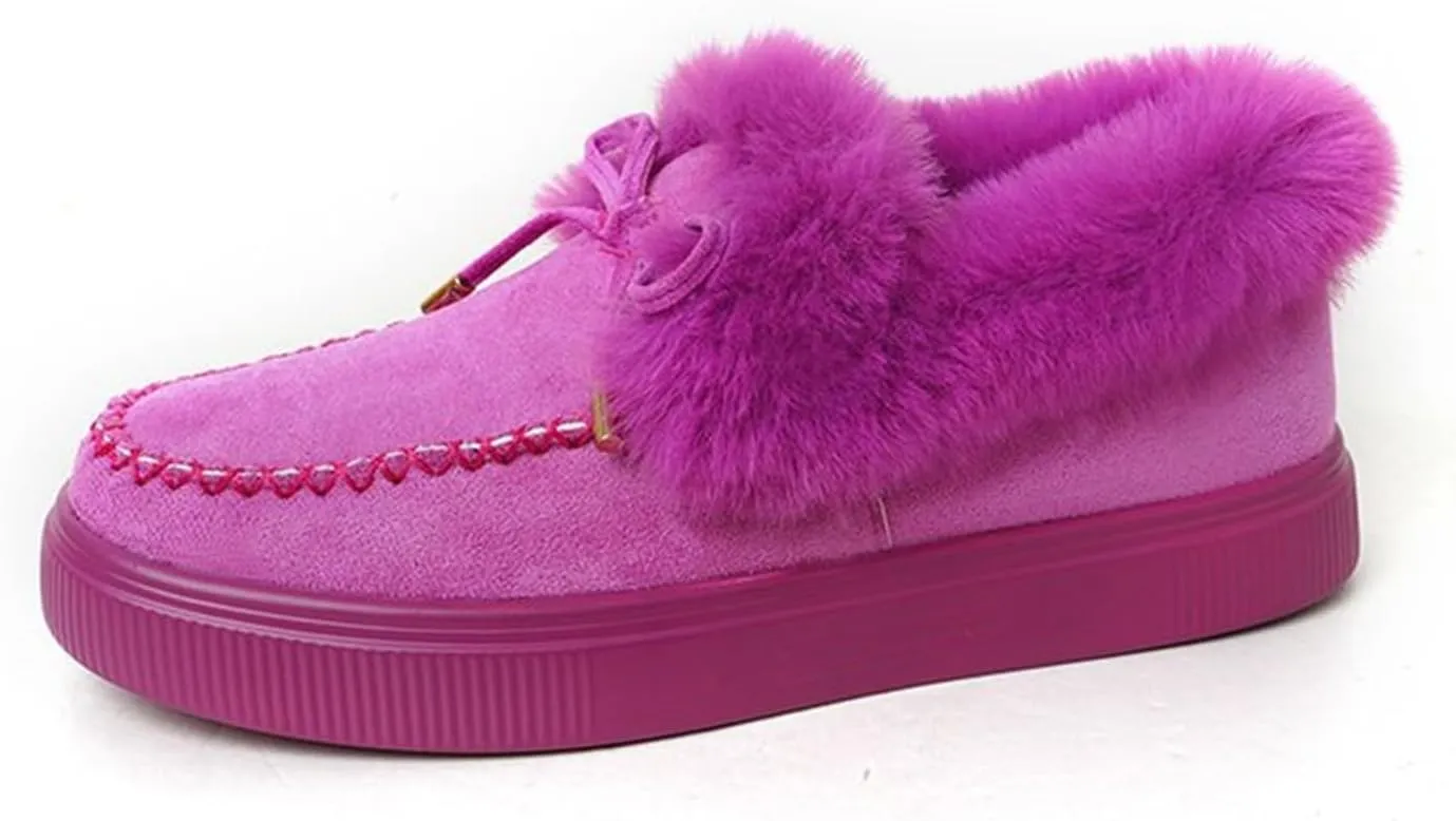 Lausiuoe Winter Boots For Women Fashion 2022 Fuzzy Ankle Bootie Warm Fluffy Silp On Casual Loafers House Shoes Slippers