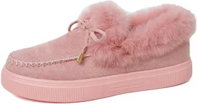 Lausiuoe Winter Fashion Boots For Women 2024 Ankle Boot Slip On Comfortable Snow Fuzzy Booties Casual Fur Lined Loafers Shoes