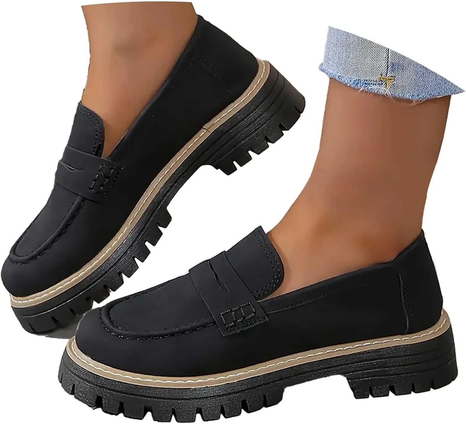 Loafers for Women Platform Slip On Loafers Dressy Business Shoe Comfortable Chunky Shoes Casual Work Shoes