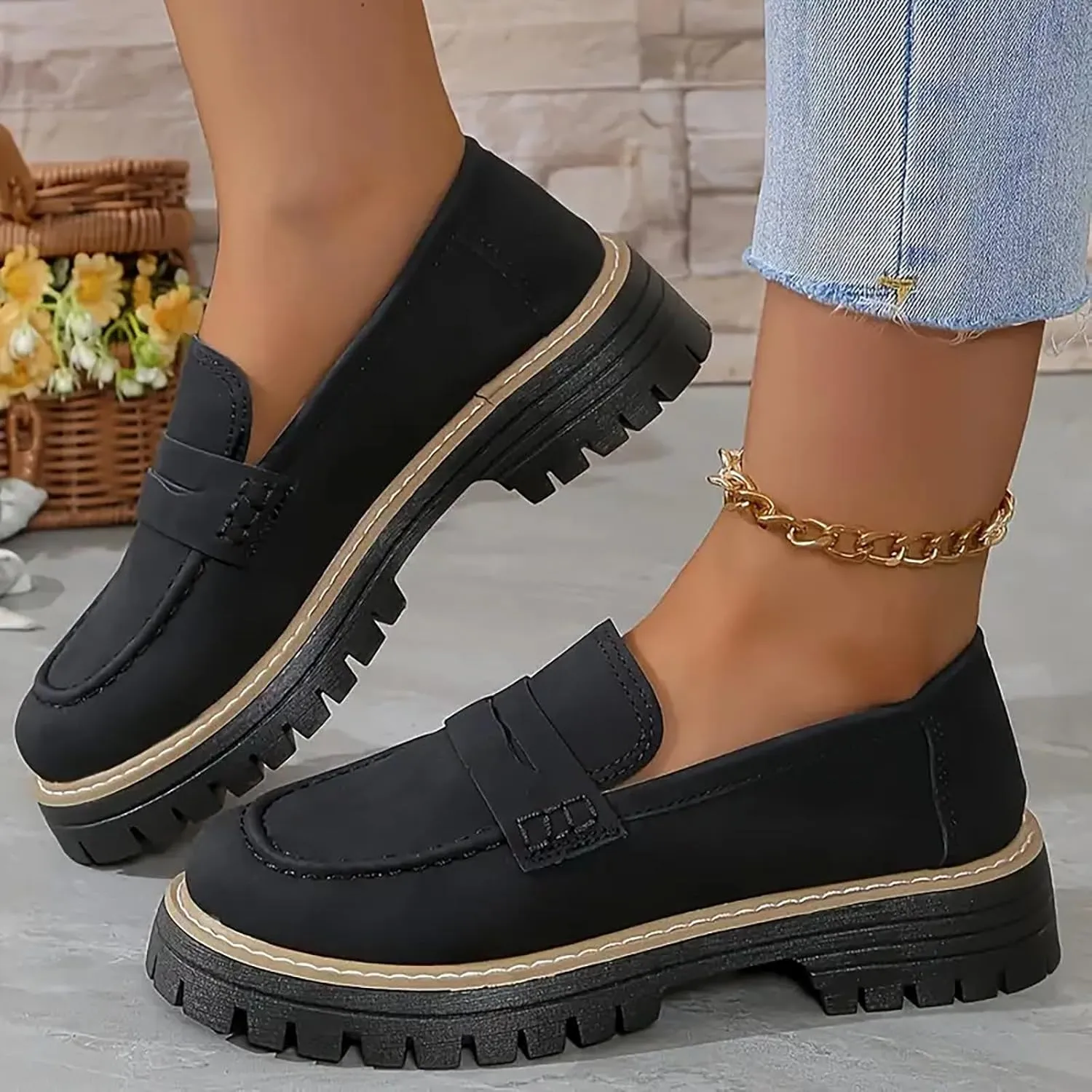 Loafers for Women Platform Slip On Loafers Dressy Business Shoe Comfortable Chunky Shoes Casual Work Shoes