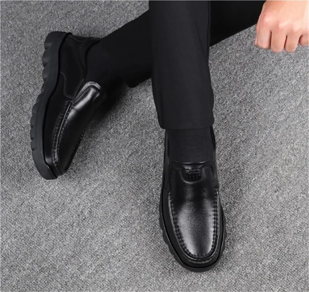 Mens Leather Loafers Slip On Breathable Comfortable Lightweight Driving Shoes Flat Heel Outdoor Shoes