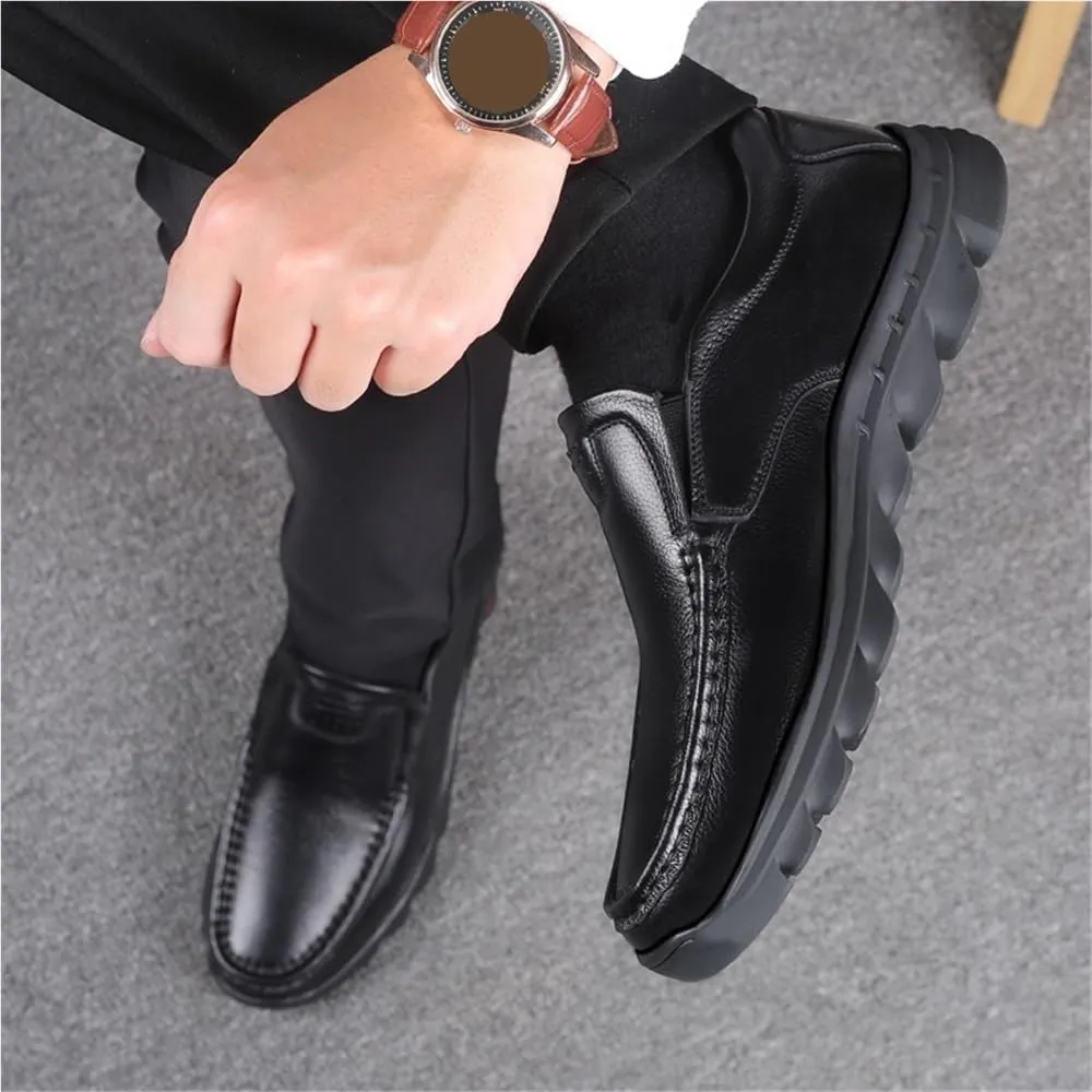 Mens Leather Loafers Slip On Breathable Comfortable Lightweight Driving Shoes Flat Heel Outdoor Shoes