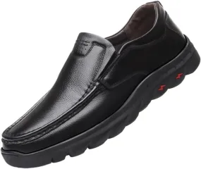 Mens Leather Loafers Slip On Breathable Comfortable Lightweight Driving Shoes Flat Heel Outdoor Shoes