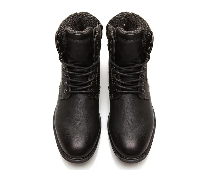 Men's Winter Casual Black Boots | Plus Size Warm Boots