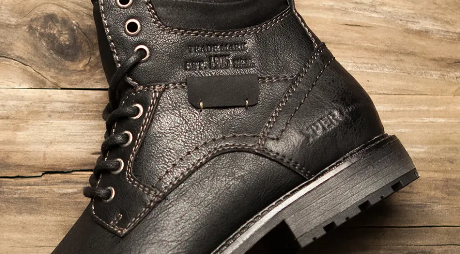 Men's Winter Casual Black Boots | Plus Size Warm Boots