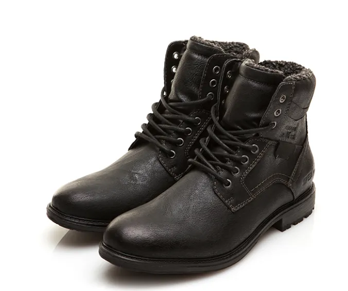 Men's Winter Casual Black Boots | Plus Size Warm Boots