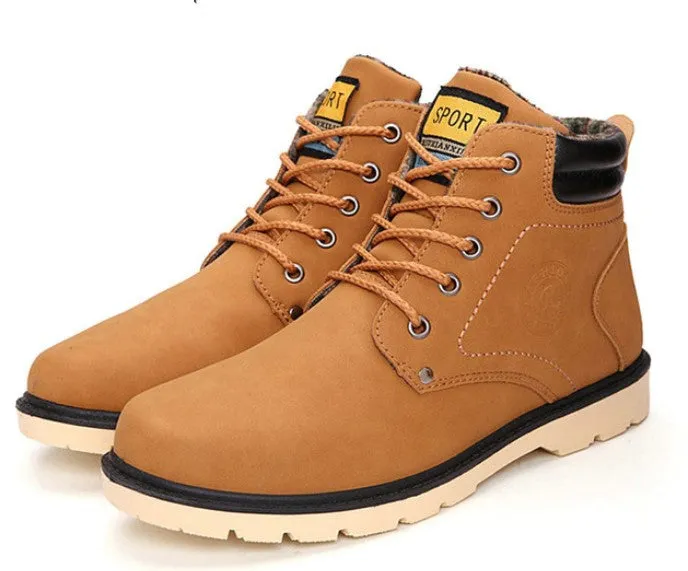 Men's Winter Warm Waterproof PU Leather Ankle Snow Boots