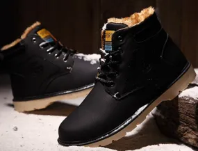 Men's Winter Warm Waterproof PU Leather Ankle Snow Boots