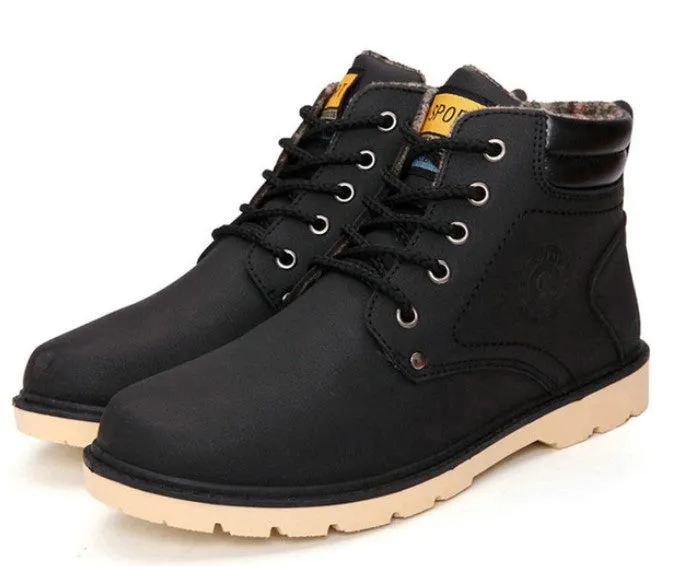 Men's Winter Warm Waterproof PU Leather Ankle Snow Boots
