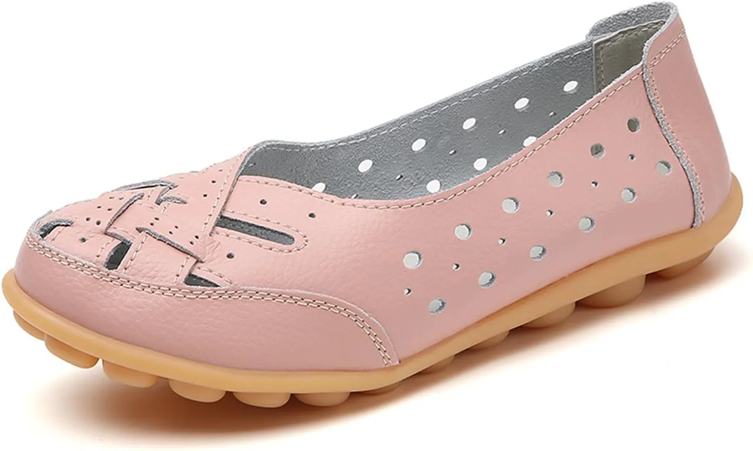 Orthopedic Loafers in Breathable Leather Casual Slip-On Hands-Free Flat Loafer Flats Sandals Slip-On Cutout