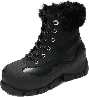 Project Cloud Snow Boots for Women Waterproof Genuine Leather 2.5" Platform Wedge Womens Boots - Memory Foam Fur Boots Winters Boots for Women Non-Slip Rain Boots Women's Snow Boots (Lydia)