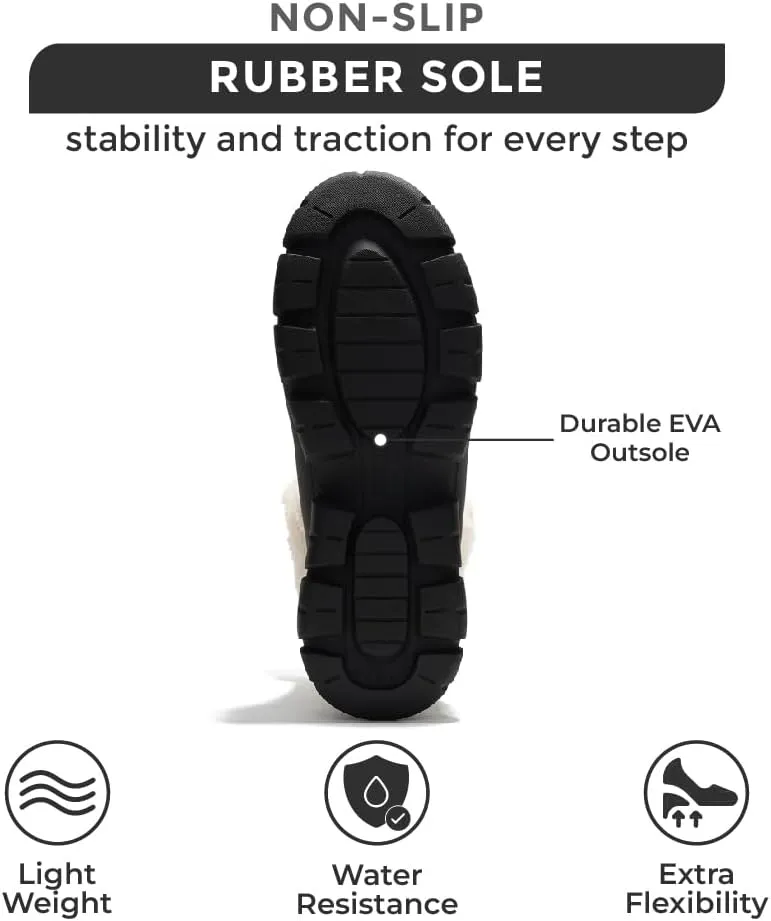 Project Cloud Snow Boots for Women Waterproof Genuine Leather 2.5" Platform Wedge Womens Boots - Memory Foam Fur Boots Winters Boots for Women Non-Slip Rain Boots Women's Snow Boots (Lydia)