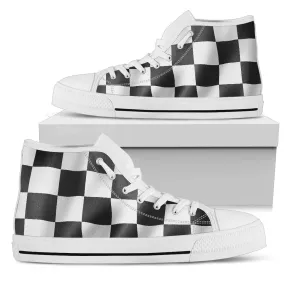 Racing Checkerboard Men's High Top Sneakers