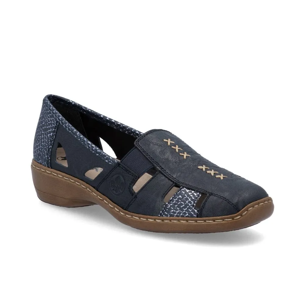 Rieker Women's Doric Woven Loafers- Navy