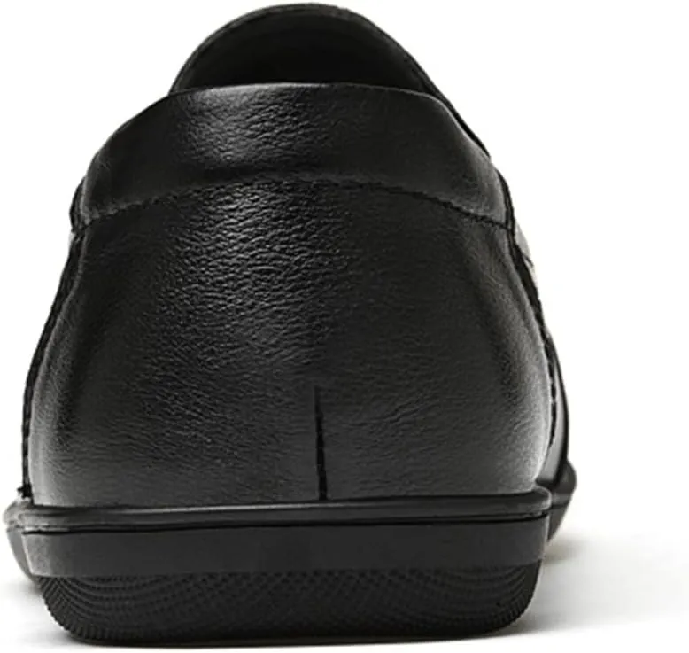 Smoking Loafer for Men Genuine Leather Stitching Details Round Toe Perforated Option Flat Heel Flexible Anti-Slip Lightweight Resistant Driving for Any Attire
