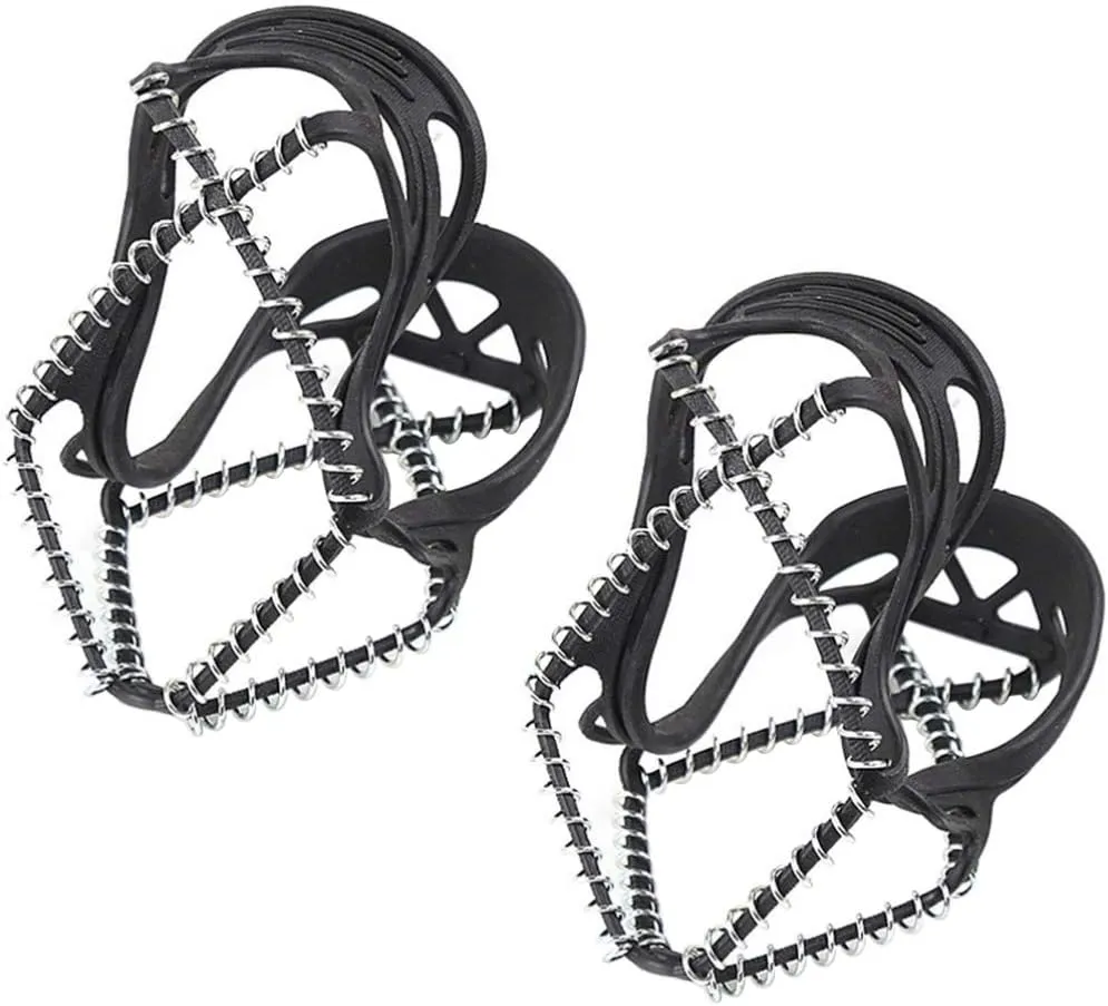SUPVOX 1 Pair Traction Cleats Ice Snow Grips Anti Slip Shoes Crampons 18 Teeth Spikes Walk Traction for Winter Walking Hiking Climbing