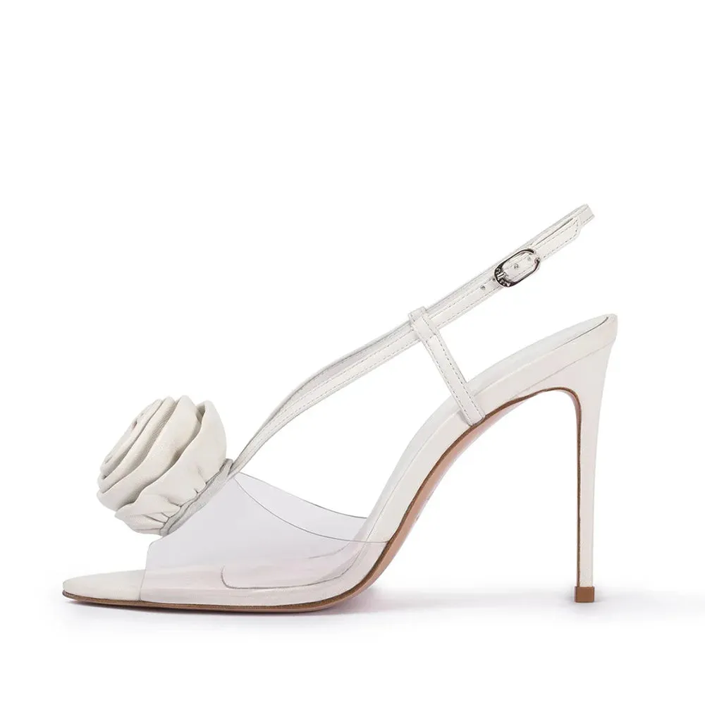 Trend4us Rosette Bloom Transparent Stiletto Heels