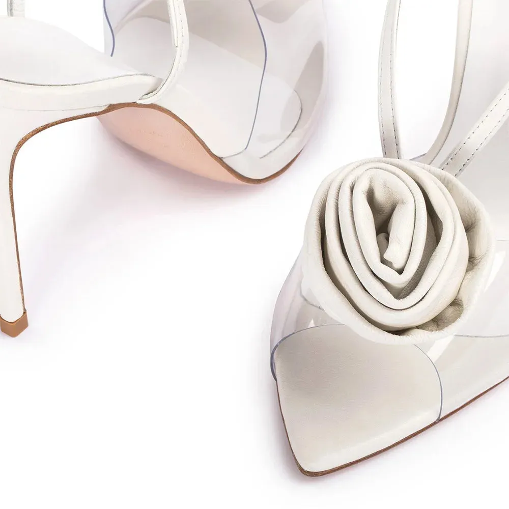 Trend4us Rosette Bloom Transparent Stiletto Heels