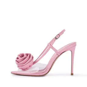 Trend4us Rosette Bloom Transparent Stiletto Heels