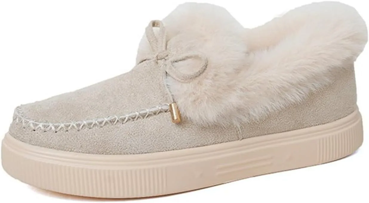 Winter Boots For Women Fashion Snow Boots Warm Casual Trendy Comfortable Slip On Fur Lined Fuzzy Loafers Shoes