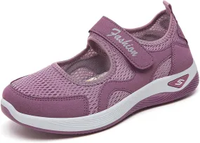 Womens Casual Sneakers Lightweight Flat Mary Jane Shoes Ladies Fashion Adjustable Easy On and Off Strap Working Nurse Shoes Mesh Breathable Walking Sneakers