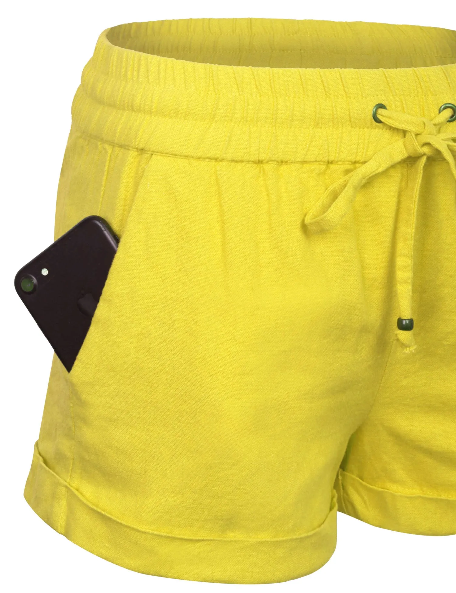 Womens Lightweight Linen Shorts with Drawstring