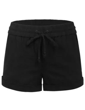 Womens Lightweight Linen Shorts with Drawstring