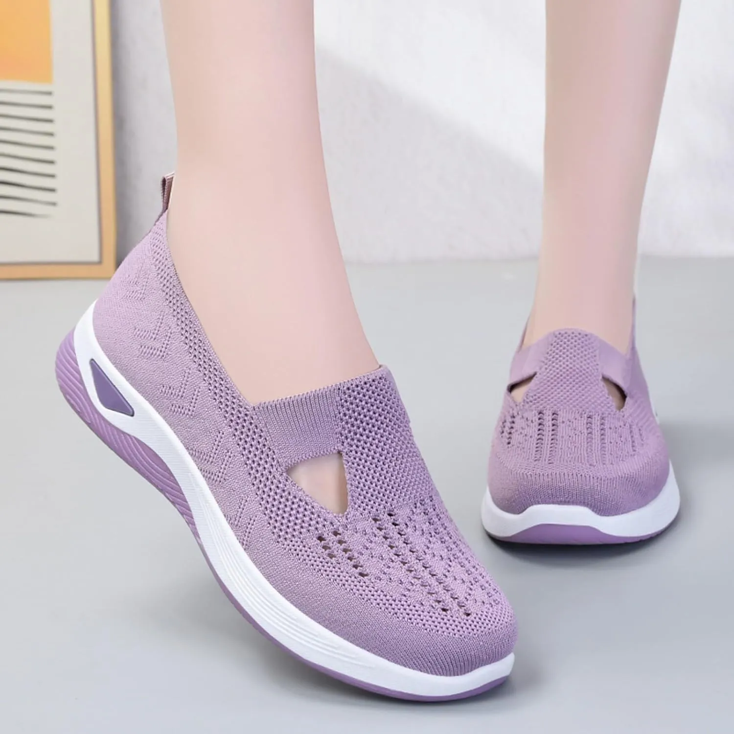 Womens Orthopedic Comfortable Walking Shoes Slip On Sneakers with Arch Support Casual Loafers Plantar Fasciitis Relief Foot Heel Pain Diabetic