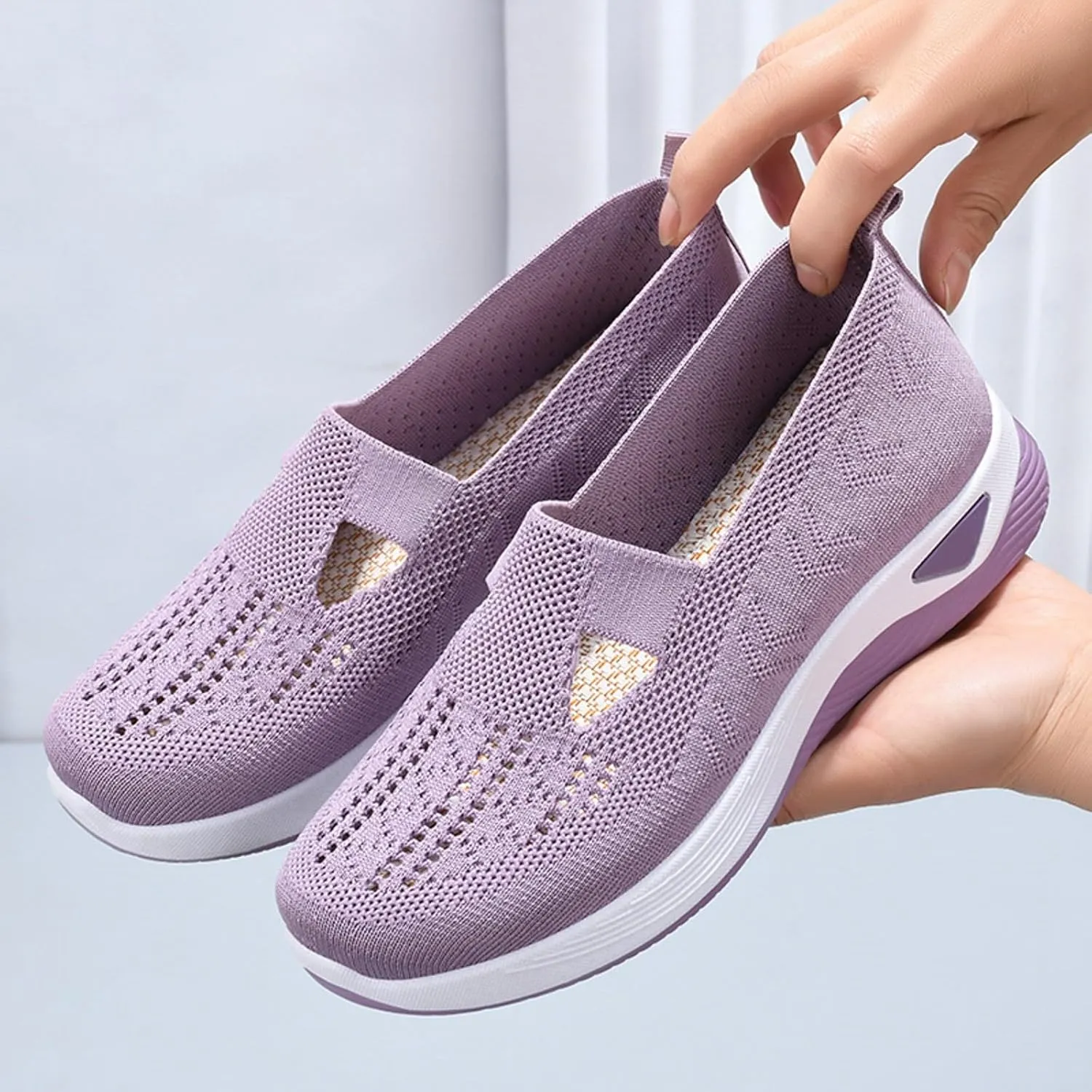 Womens Orthopedic Comfortable Walking Shoes Slip On Sneakers with Arch Support Casual Loafers Plantar Fasciitis Relief Foot Heel Pain Diabetic