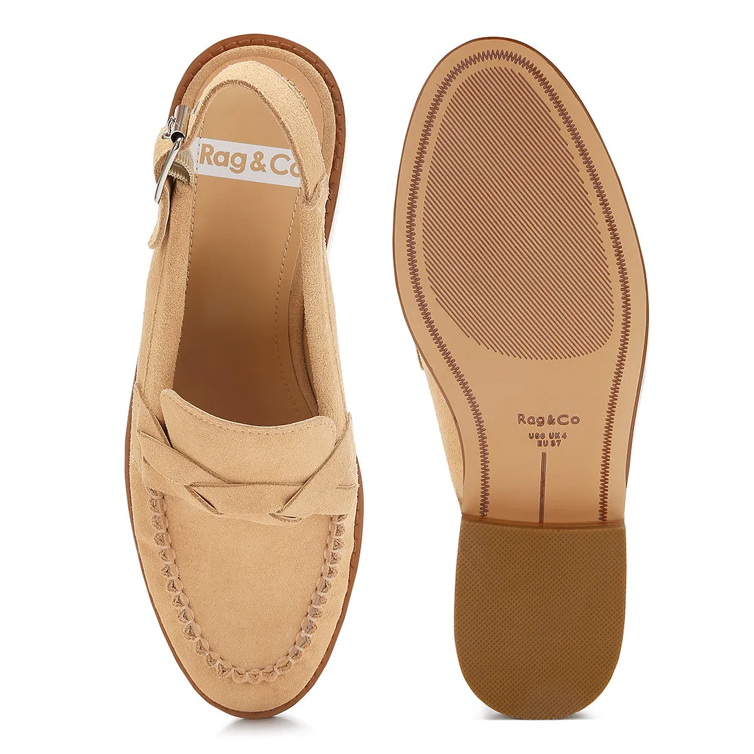 Woven Strap Slingback Loafers